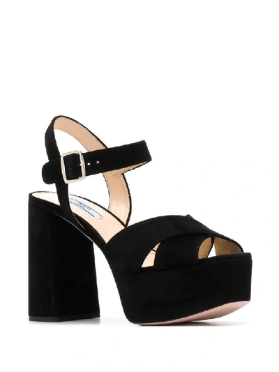 Shop Prada Women's Black Leather Sandals