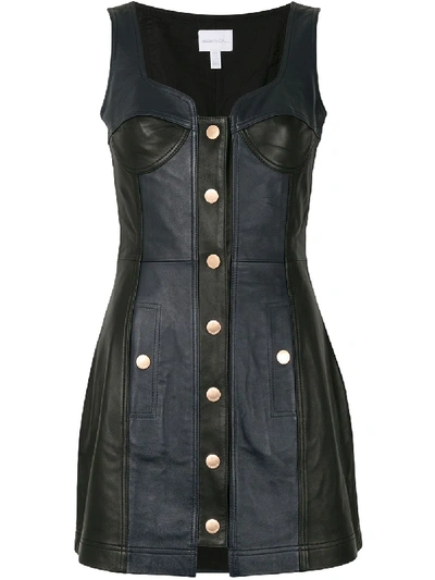 Shop Alice Mccall Leather Button Front Dress In Black