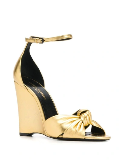 Shop Saint Laurent Women's Gold Leather Sandals