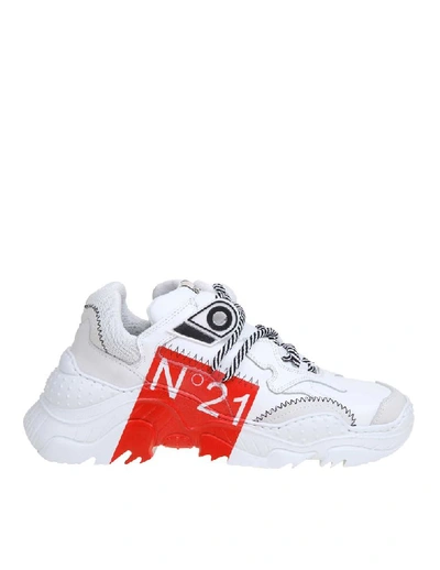 Shop N°21 Women's White Polyester Sneakers