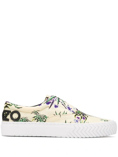 Shop Kenzo Women's Beige Polyurethane Sneakers