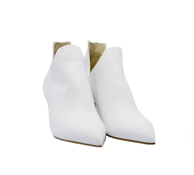 Shop Strategia Women's White Leather Ankle Boots