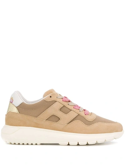 Shop Hogan Women's Beige Suede Sneakers