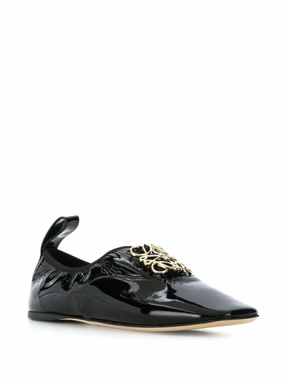 Shop Loewe Women's Black Leather Flats