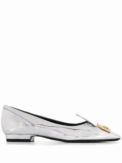Shop Givenchy Women's Silver Leather Flats