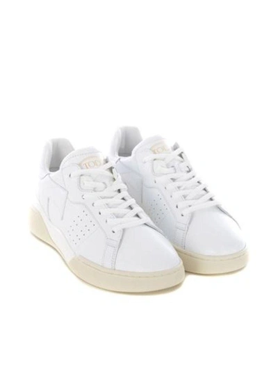 Shop Tod's Women's White Leather Sneakers