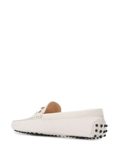 Shop Tod's Women's White Leather Loafers