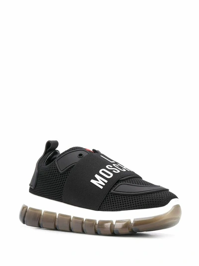 Shop Love Moschino Women's Black Leather Sneakers