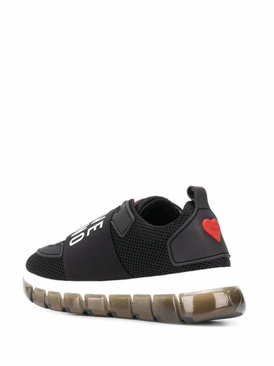 Shop Love Moschino Women's Black Leather Sneakers