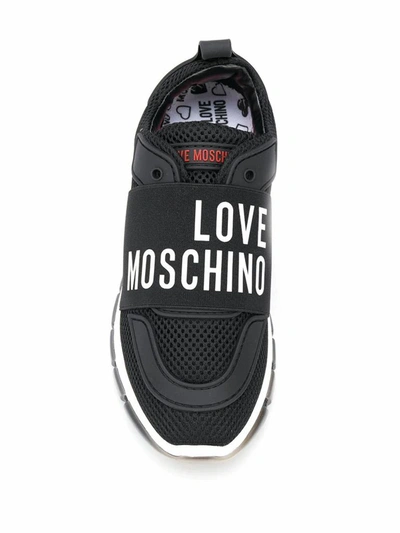 Shop Love Moschino Women's Black Leather Sneakers