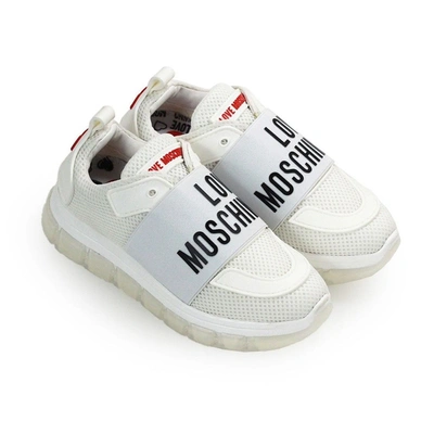 Shop Love Moschino Women's White Synthetic Fibers Sneakers