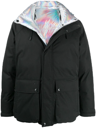 Shop Yves Salomon Padded Hooded Jacket In Black