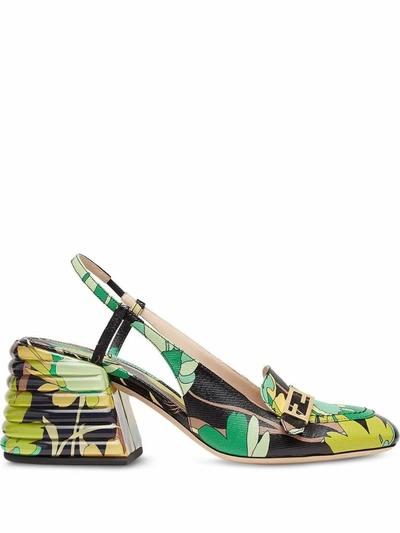 Shop Fendi Women's Green Leather Heels