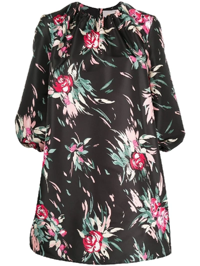 Shop La Doublej Charming Floral Print Dress In Black