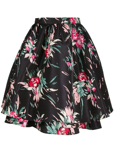 Shop La Doublej High-waisted Floral Print Tutu Skirt In Black