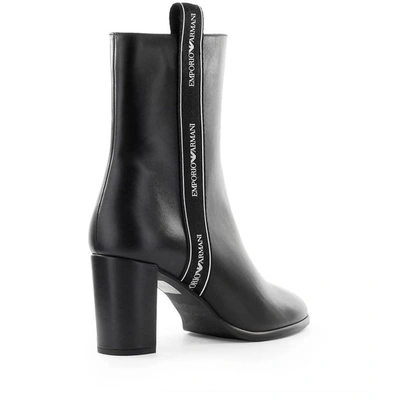 Shop Emporio Armani Women's Black Leather Ankle Boots