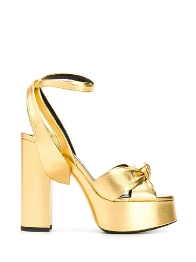 Shop Saint Laurent Women's Gold Leather Sandals