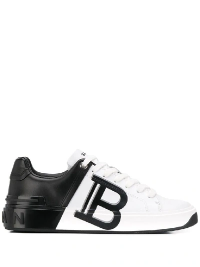 Shop Balmain Women's White Leather Sneakers