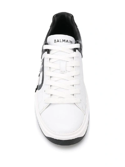 Shop Balmain Women's White Leather Sneakers