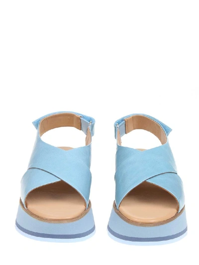 Shop Paloma Barceló Women's Light Blue Leather Sandals