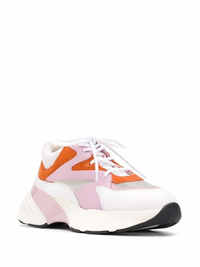 Shop Pinko Women's Pink Leather Sneakers
