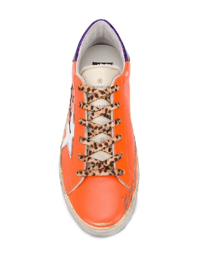 Shop Golden Goose Women's Orange Leather Sneakers