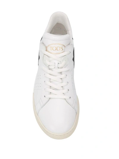 Shop Tod's Women's White Leather Sneakers