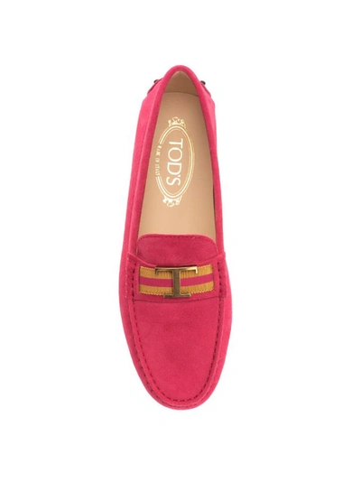 Shop Tod's Women's Fuchsia Suede Loafers