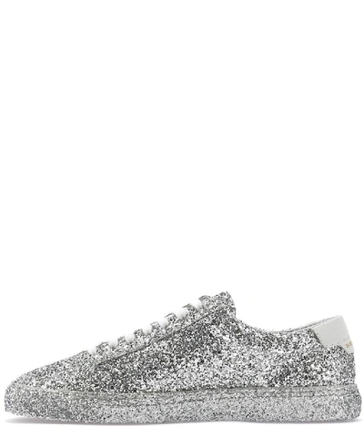 Shop Saint Laurent Women's Silver Glitter Sneakers