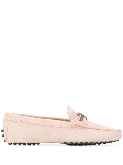 Shop Tod's Women's Pink Suede Loafers