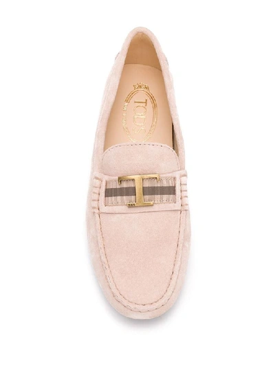 Shop Tod's Women's Pink Suede Loafers