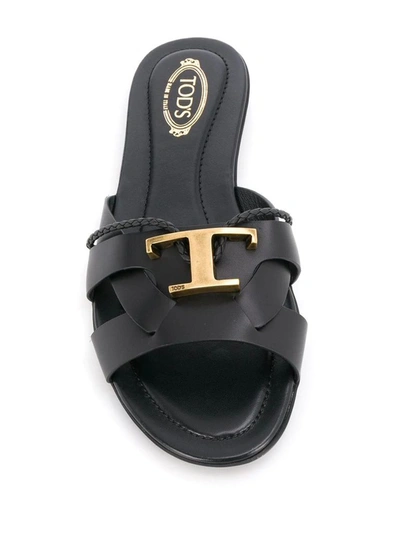 Shop Tod's Women's Black Leather Sandals