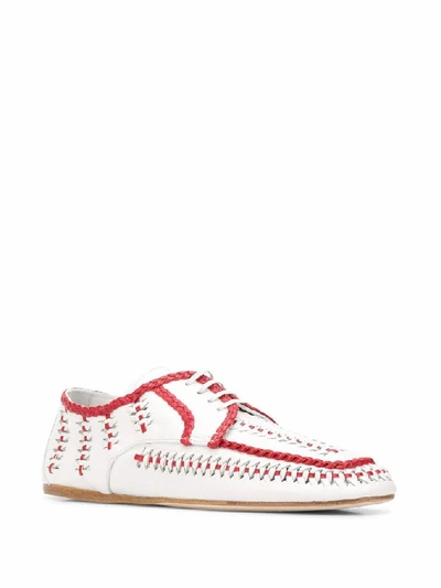 Shop Prada Women's White Leather Lace-up Shoes