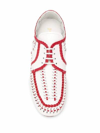 Shop Prada Women's White Leather Lace-up Shoes