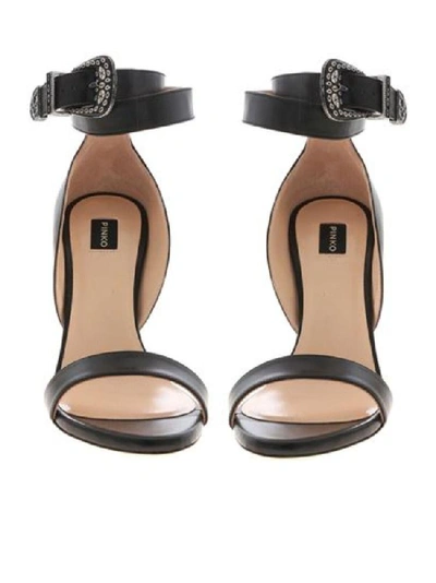 Shop Pinko Women's Black Leather Sandals