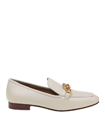Shop Tory Burch Women's White Leather Loafers