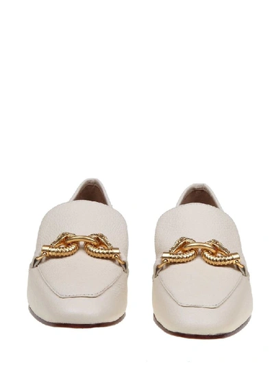 Shop Tory Burch Women's White Leather Loafers