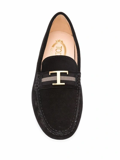 Shop Tod's Women's Black Suede Loafers