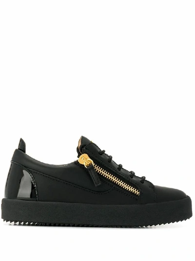 Shop Giuseppe Zanotti Design Women's Black Leather Sneakers