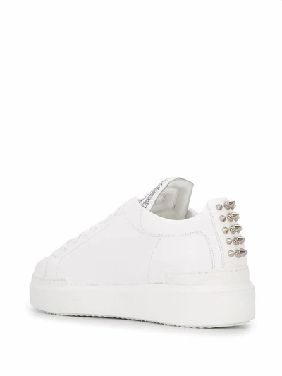 Shop Philipp Plein Women's White Leather Sneakers