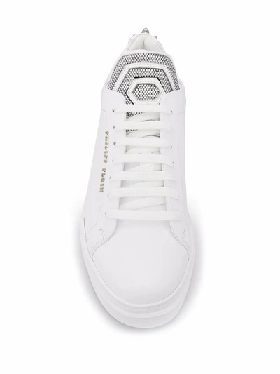 Shop Philipp Plein Women's White Leather Sneakers