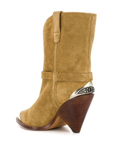 Shop Isabel Marant Women's Beige Suede Ankle Boots