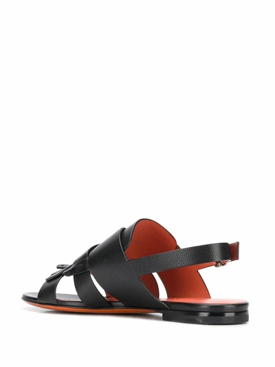 Shop Santoni Women's Black Leather Sandals