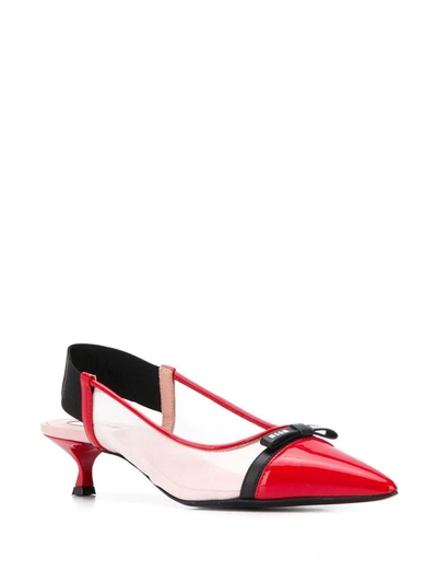 Shop Msgm Women's Red Leather Heels