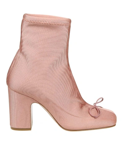 Shop Red Valentino Women's Pink Fabric Ankle Boots