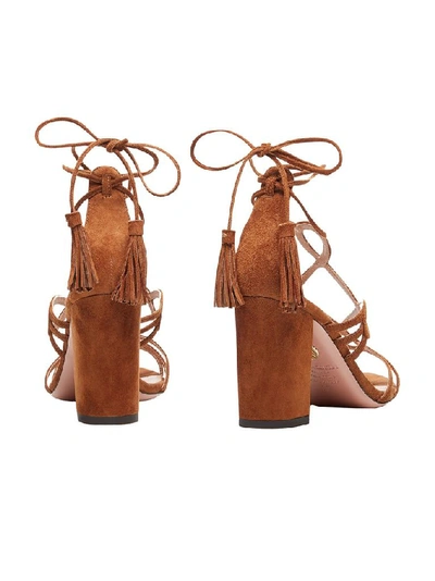 Shop Aquazzura Women's Brown Leather Sandals