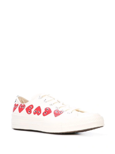 Shop Comme Des Garçons Play Women's White Cotton Sneakers