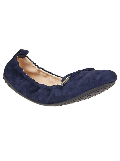 Shop Tod's Women's Blue Leather Flats