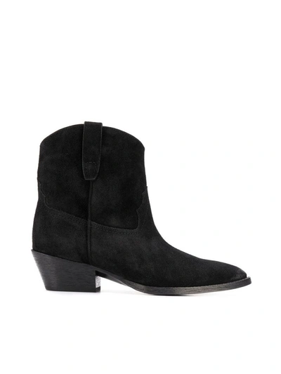 Shop Saint Laurent Women's Black Suede Ankle Boots