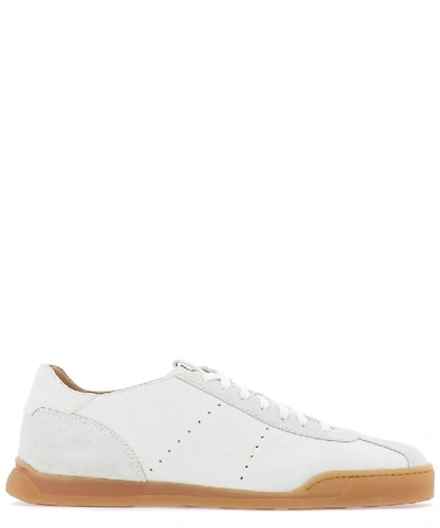 Shop Santoni Men's White Leather Sneakers